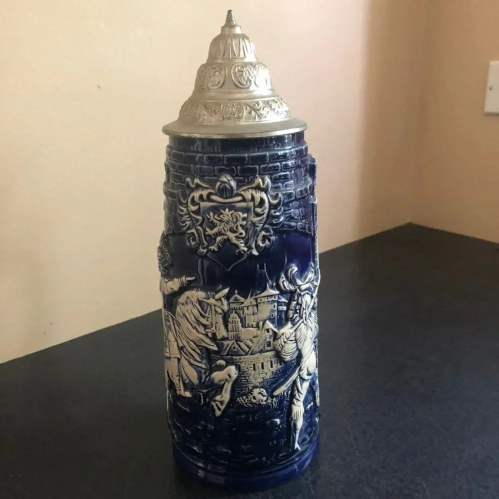 Western Germany Blue Painted Beer Stein RARE vintage - Picture 7 of 10